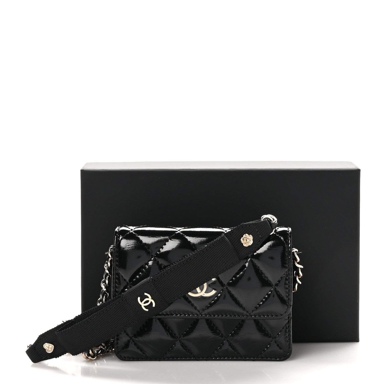 Chanel Shiny Lambskin Quilted Small Clutch With Chain Black 12 of 12