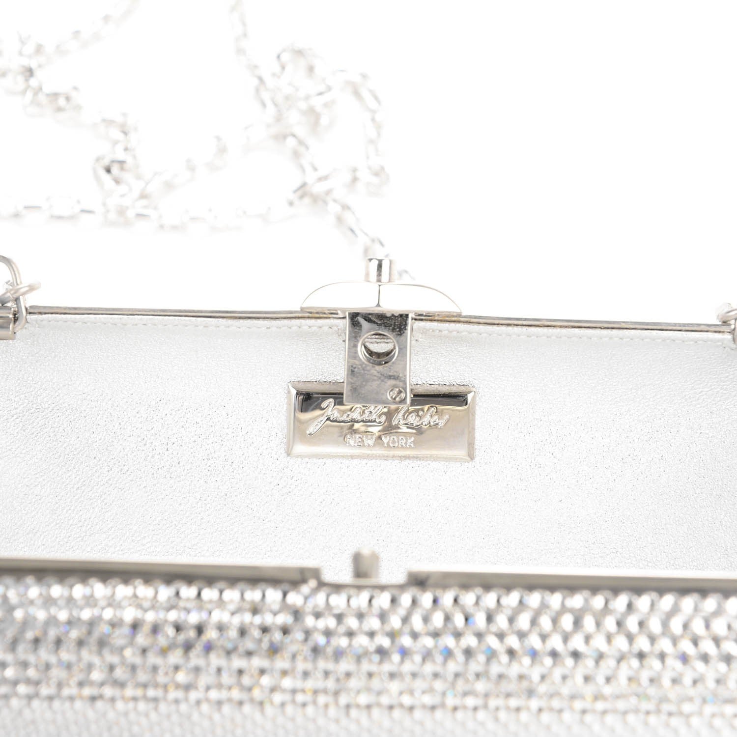 Judith Leiber Swarovski Crystal Minaudiere Clutch Silver 6 of 6