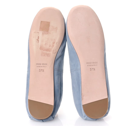 Miu Miu Velluto Froisse Ballerina Flats 37.5 Blue 6 of 7