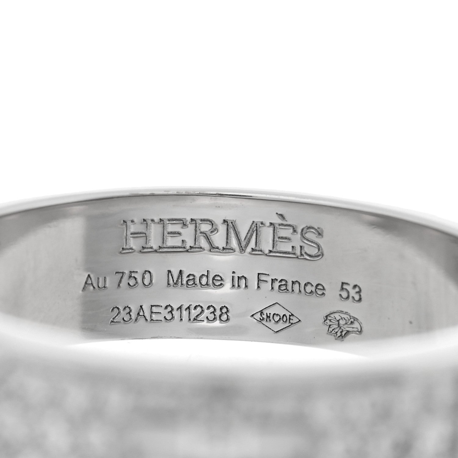 Hermes 18K White Gold Diamond Kelly Ring 53 6.5 4 of 5