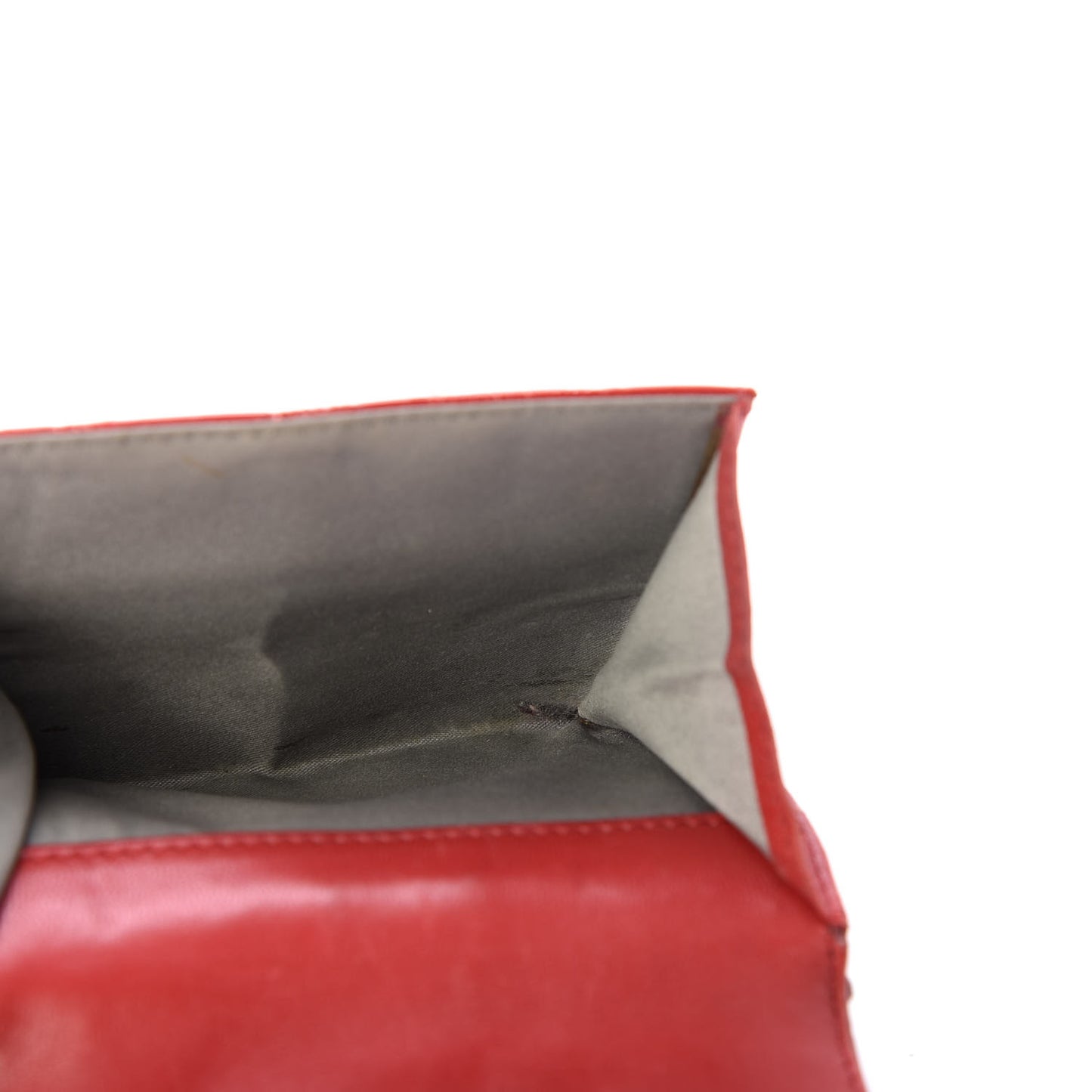 Patent Calfskin Lucky Symbols Compact French Flap Wallet Red