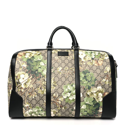 Gucci GG Supreme Monogram Blooms Medium Duffle Beige New Military Black 1 of 9