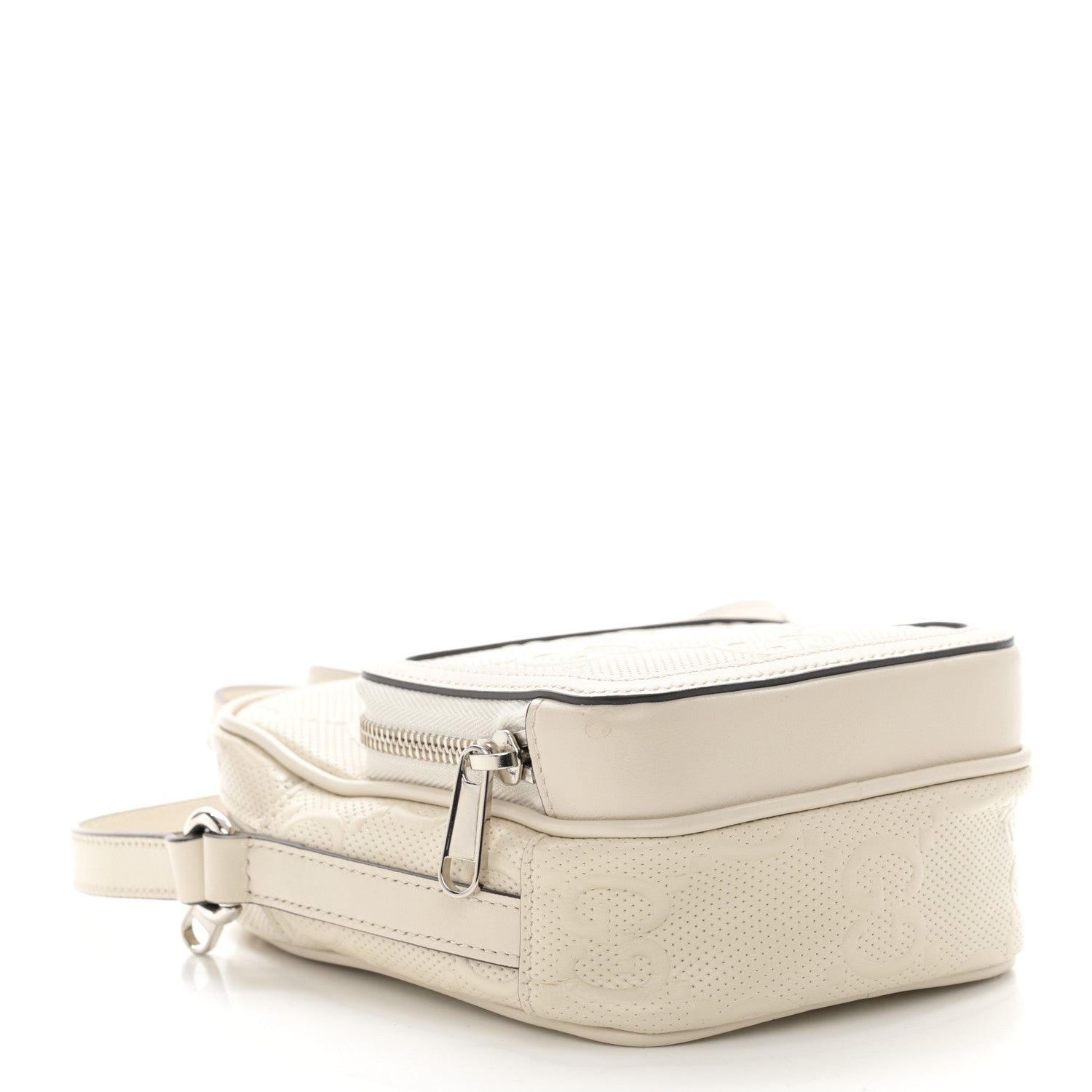 Gucci Calfskin GG Tennis Embossed Mini Double Zip Messenger Bag Mystic White 4 of 11