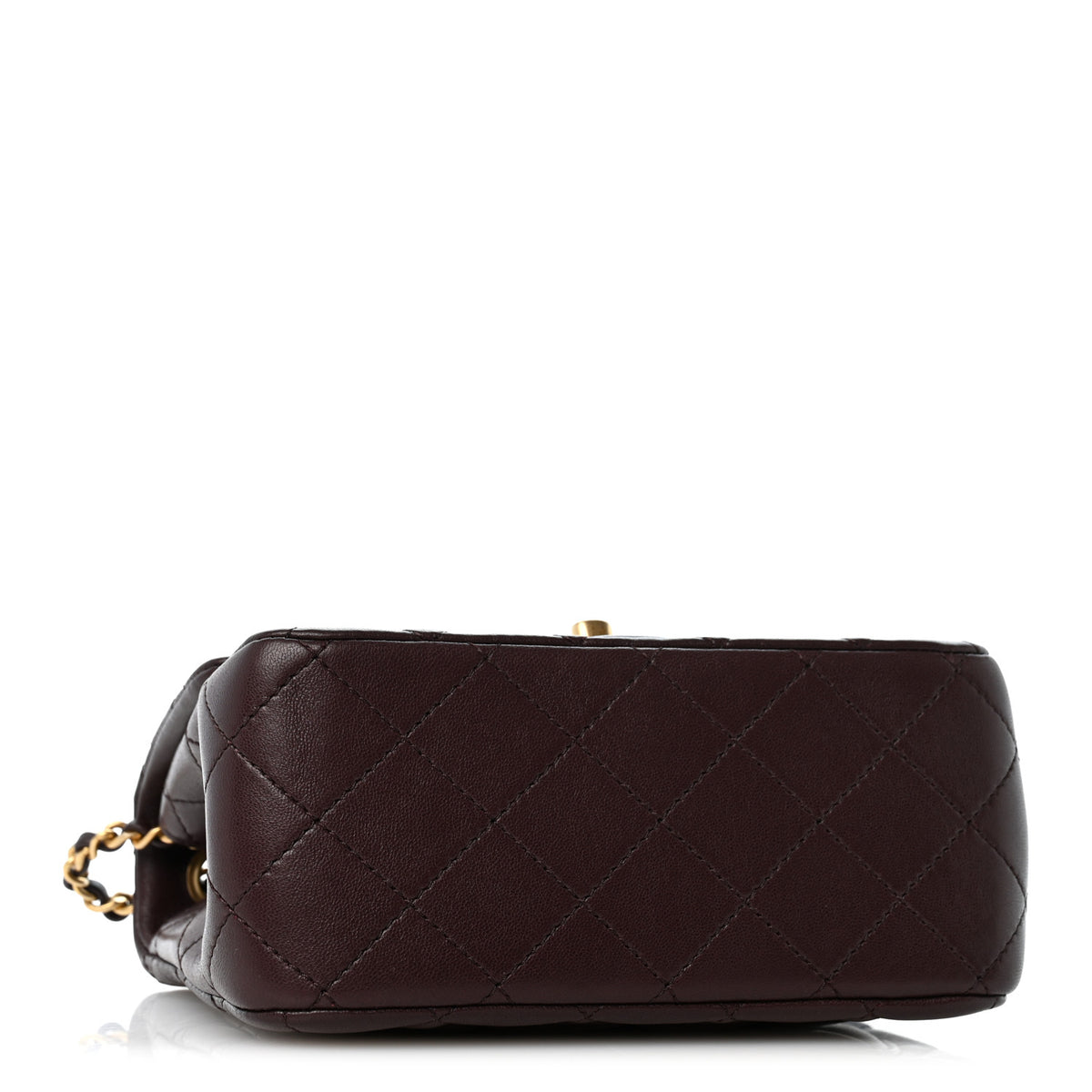 Lambskin Quilted CC Pearl Crush Mini Flap Dark Brown
