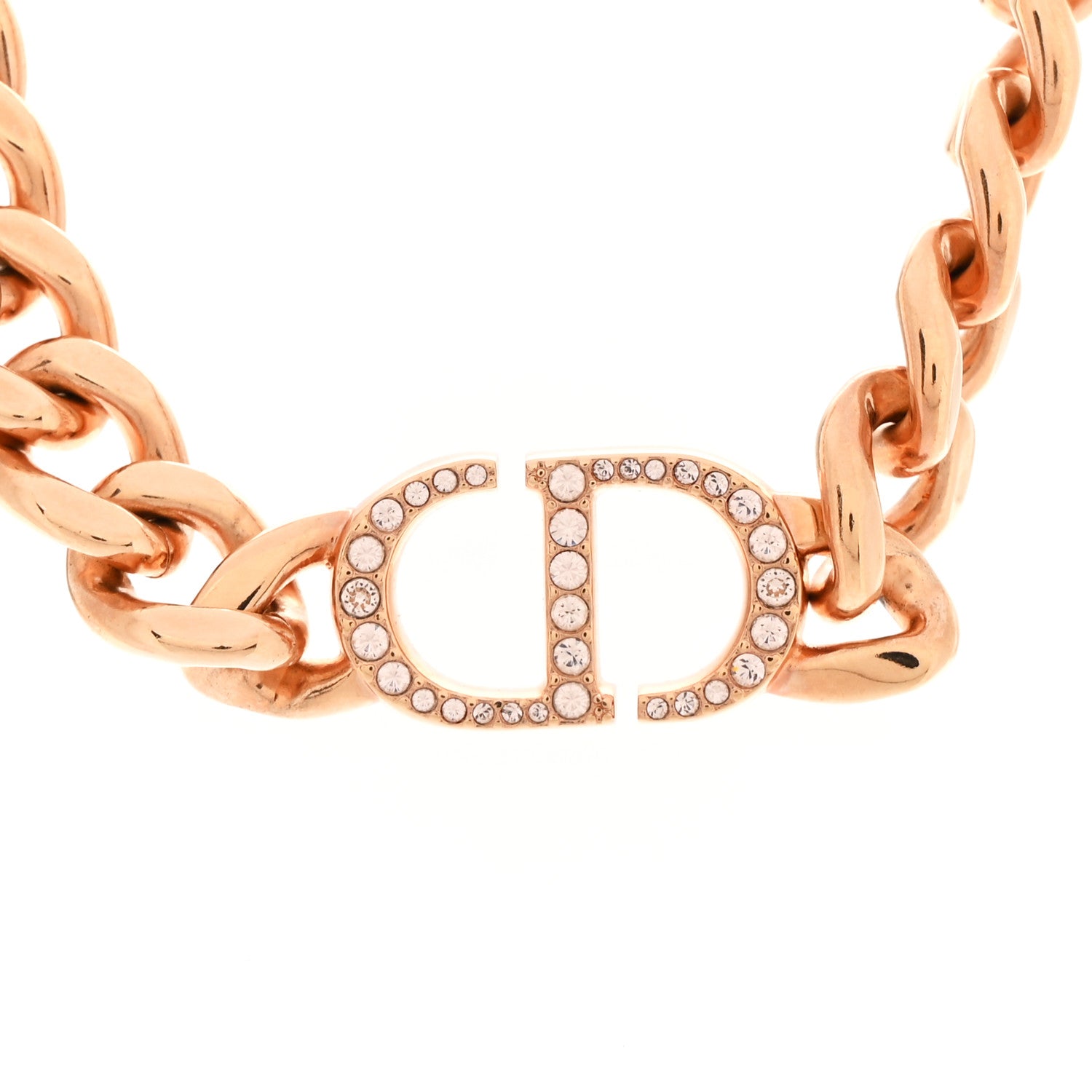 Christian Dior Metal Crystal 30 Montaigne Necklace Rose Gold 4 of 6