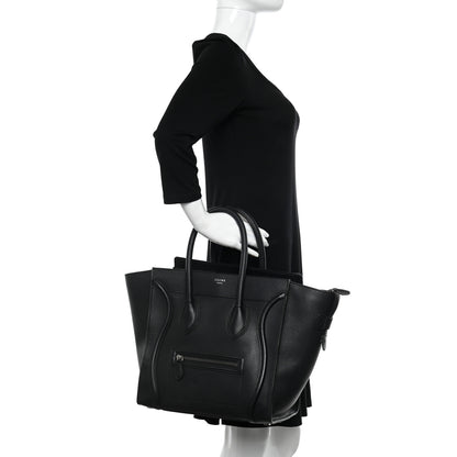 Celine Drummed Calfskin Mini Luggage Black 2 of 10