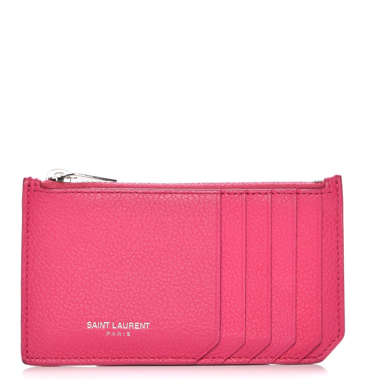 Grained Calfskin 5 Fragments Zip Pouch Card Holder Bubblegum