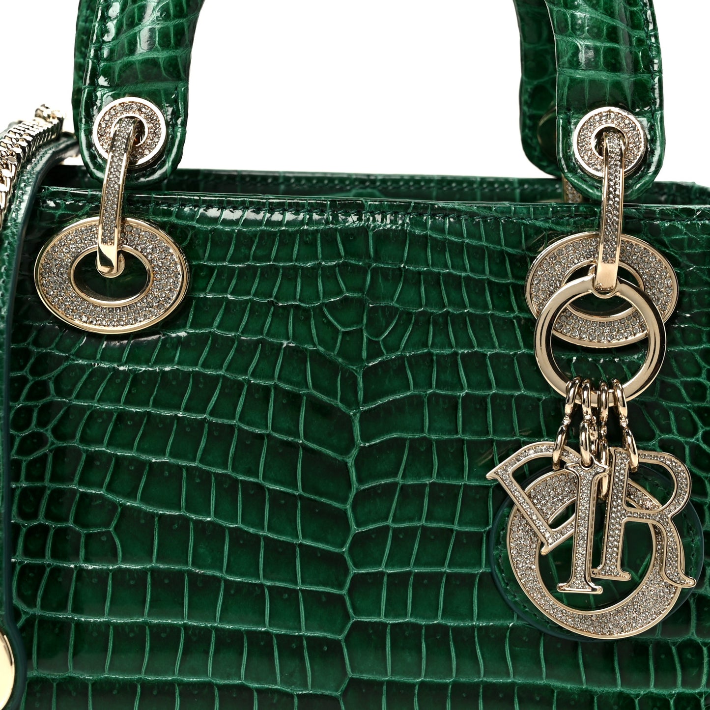 Crocodile Crystal Mini Lady Dior Green