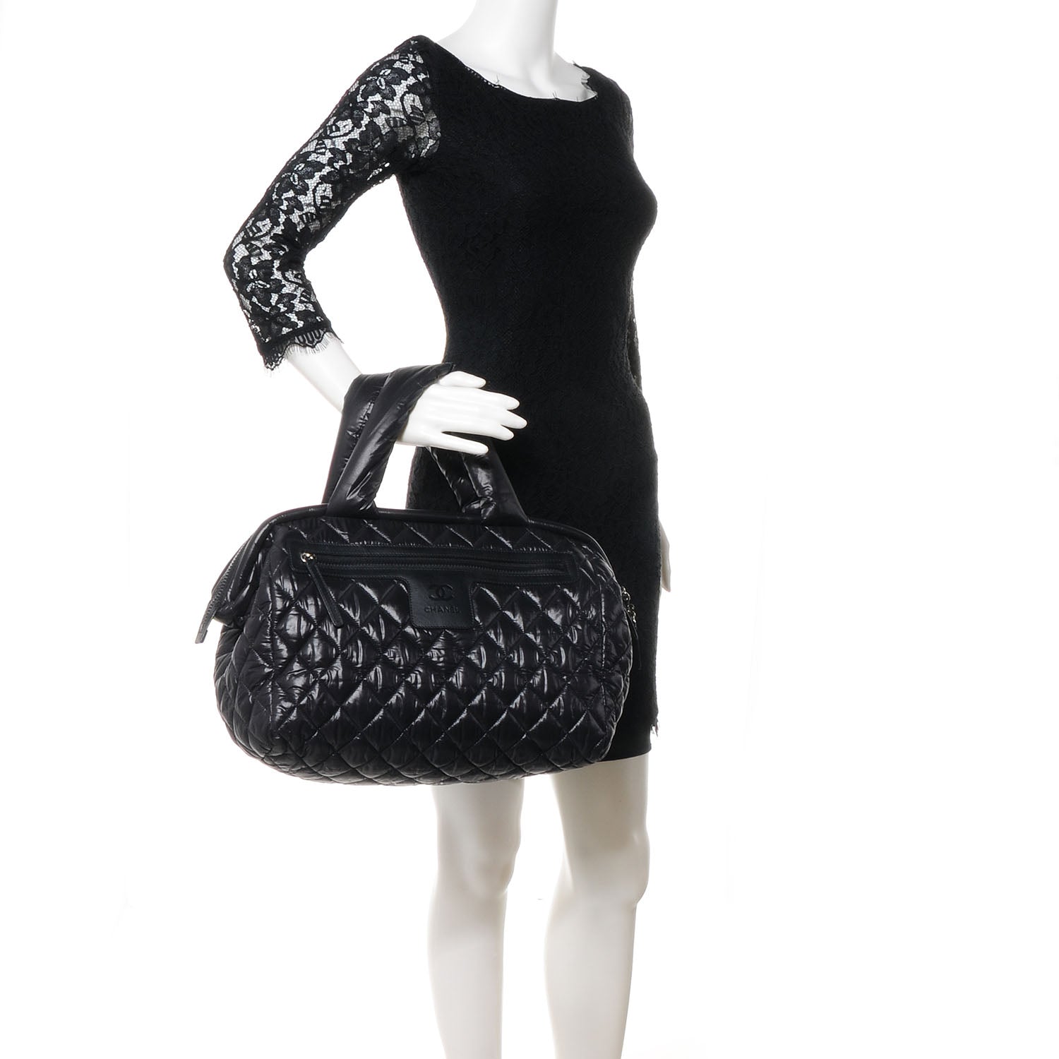 Chanel Nylon Coco Cocoon Bowling Bag Black 2 of 7