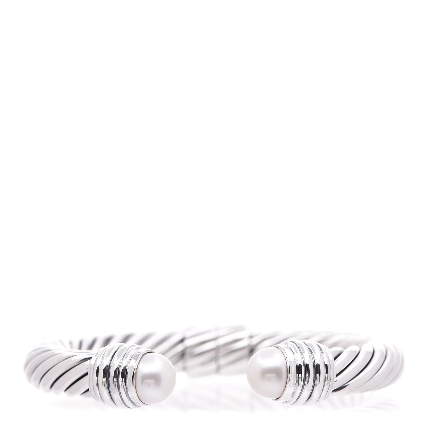 David Yurman Sterling Silver Pearl 10mm Cable Classics Hinged Bracelet 1 of 8
