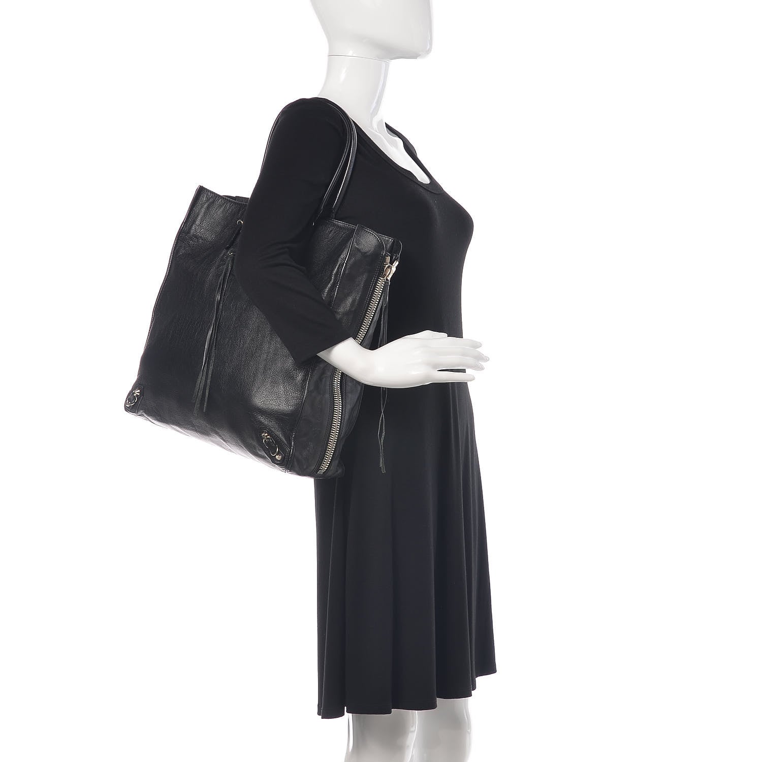 Balenciaga Calfskin Papier Ledger Zip Around Tote Black 2 of 14