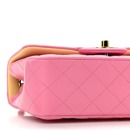 Chanel Lambskin Quilted Mini Rectangular Flap Pink Yellow 9 of 11