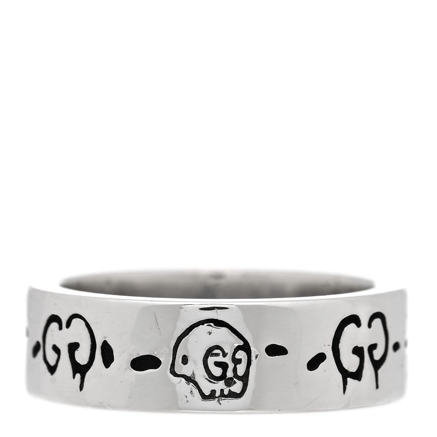 Gucci Sterling Silver Narrow GucciGhost Hamlet Skull Ring 52 6 1 of 4
