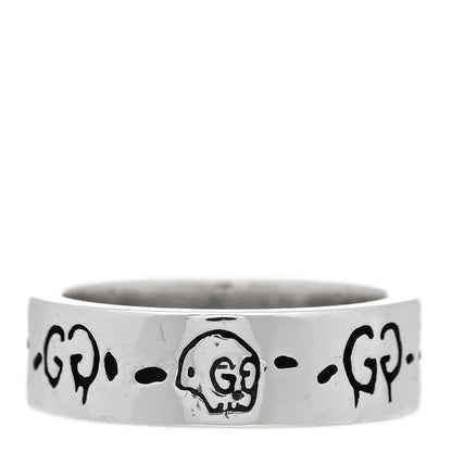 Gucci Sterling Silver Narrow GucciGhost Hamlet Skull Ring 52 6 1 of 4