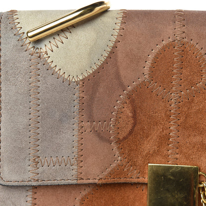 Chloe Suede Calfskin Patchwork Drew Shoulder Bag Motty Grey 12 of 14