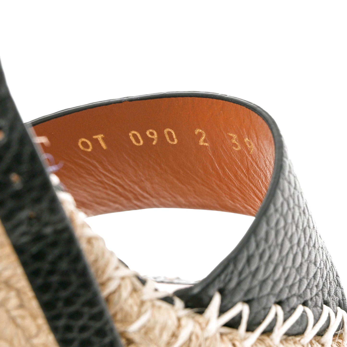 Grained Calfskin Rockstud Ankle Strap Espadrille 15/105mm Wedge Sandals 39 Black Light Cuir Natural