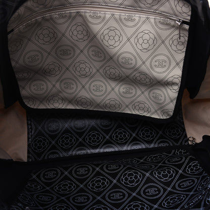 Chanel Coated Canvas Camellia Large Shopping Tote Black Beige 10 of 17