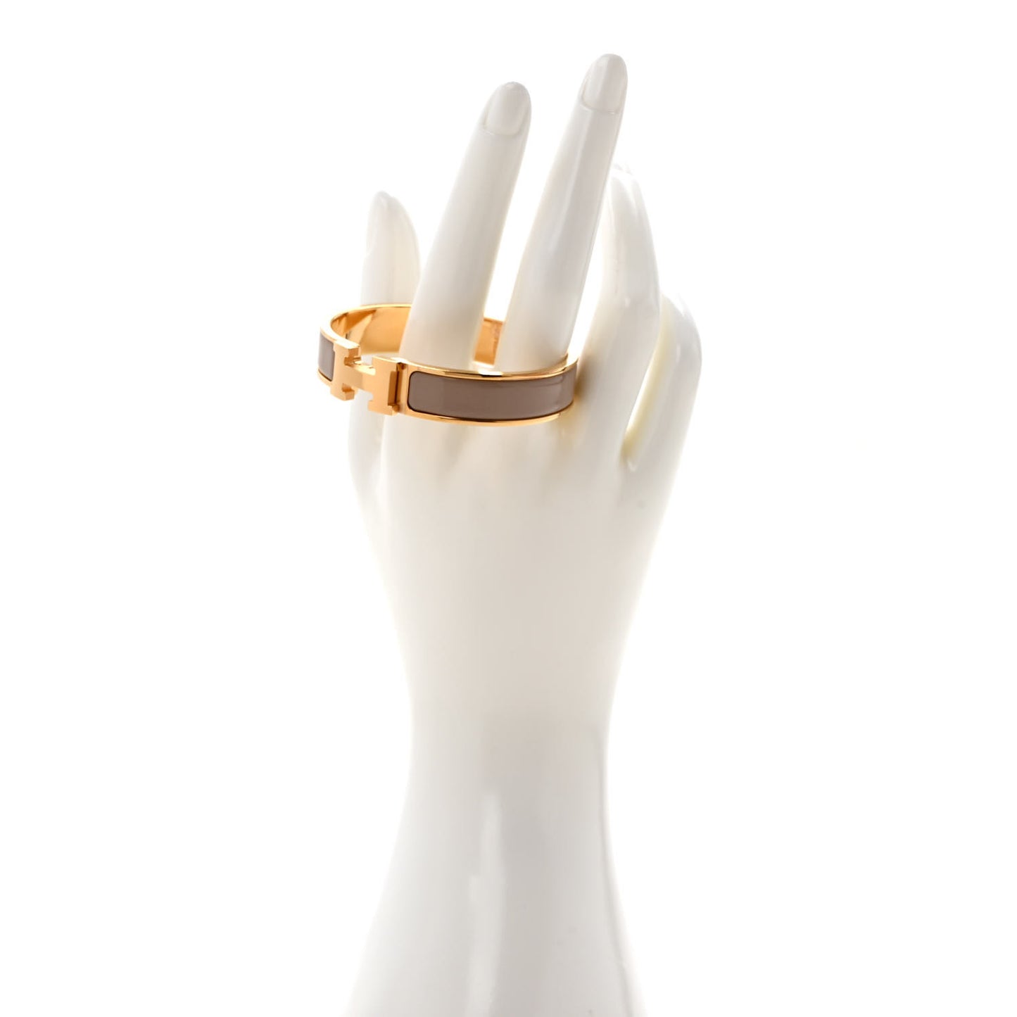 Enamel Narrow Clic Clac H Bracelet PM Marron Glace