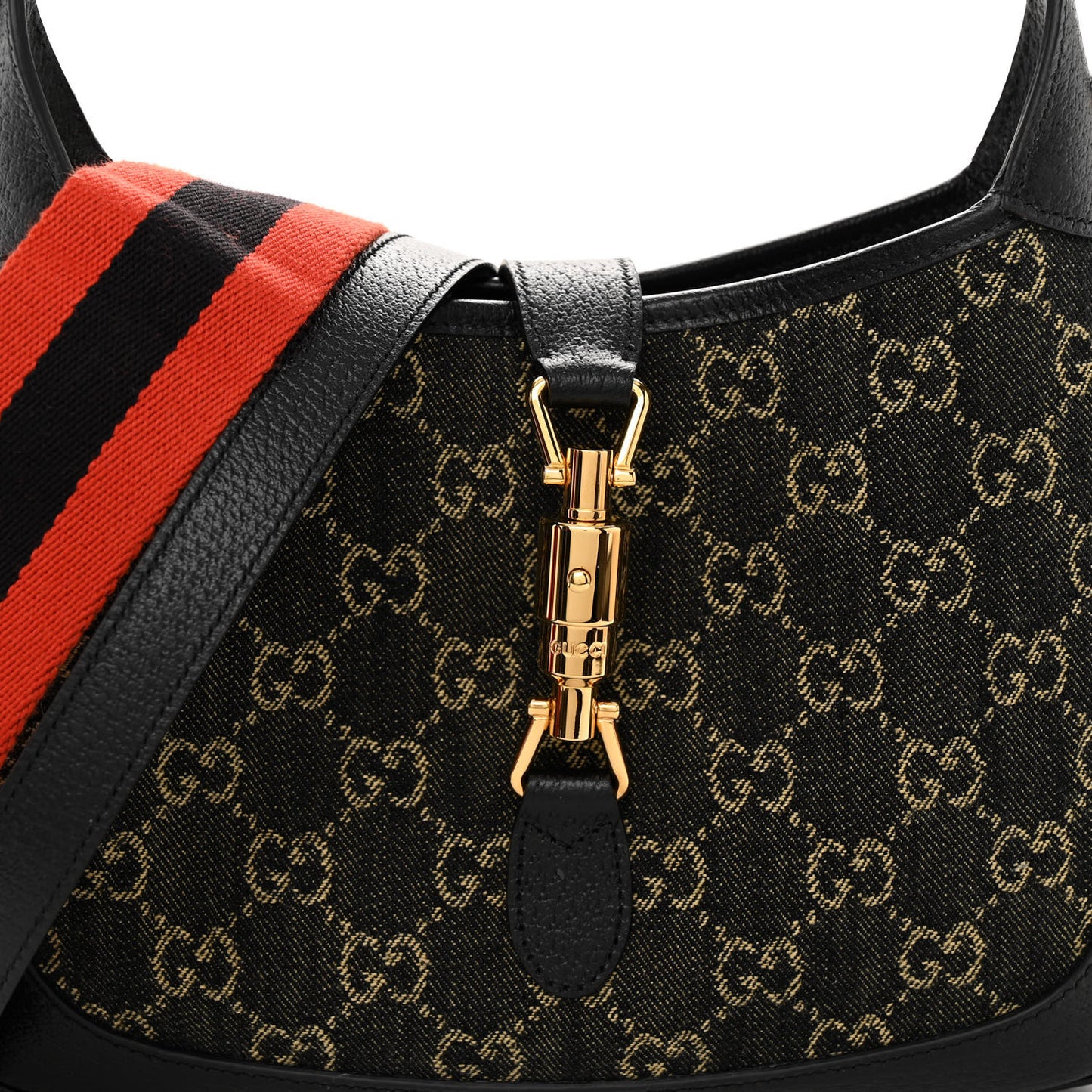 Jacquard Denim GG Monogram Small Jackie 1961 Hobo Black Ivory