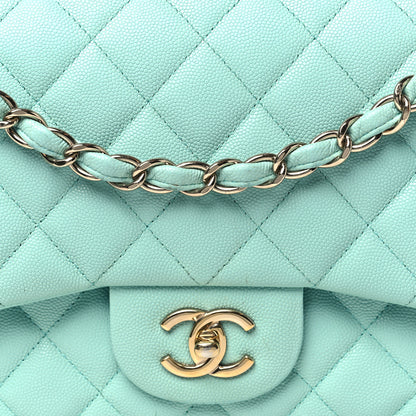 Chanel Caviar Quilted Jumbo Double Flap Light Green 8 of 16