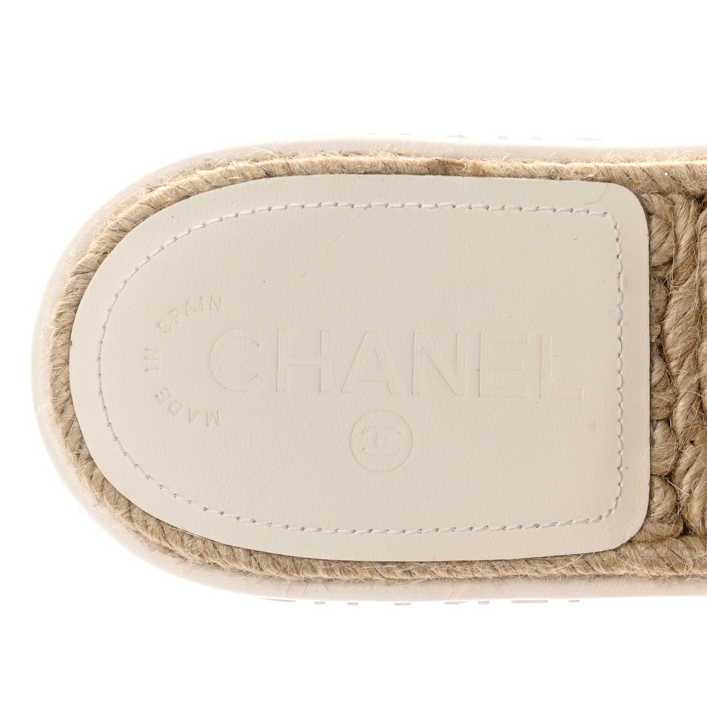 Lambskin Quilted CC Espadrille Slip On Sandals 39 White