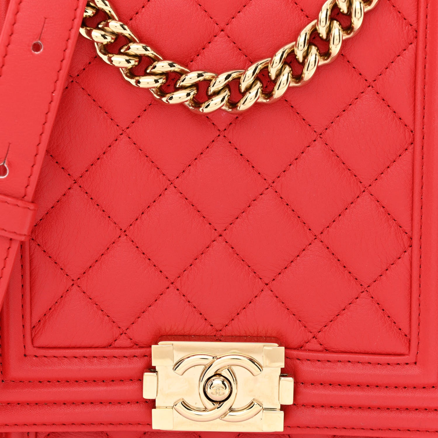 Chanel Caviar Quilted North South Boy Flap Red 8 of 12