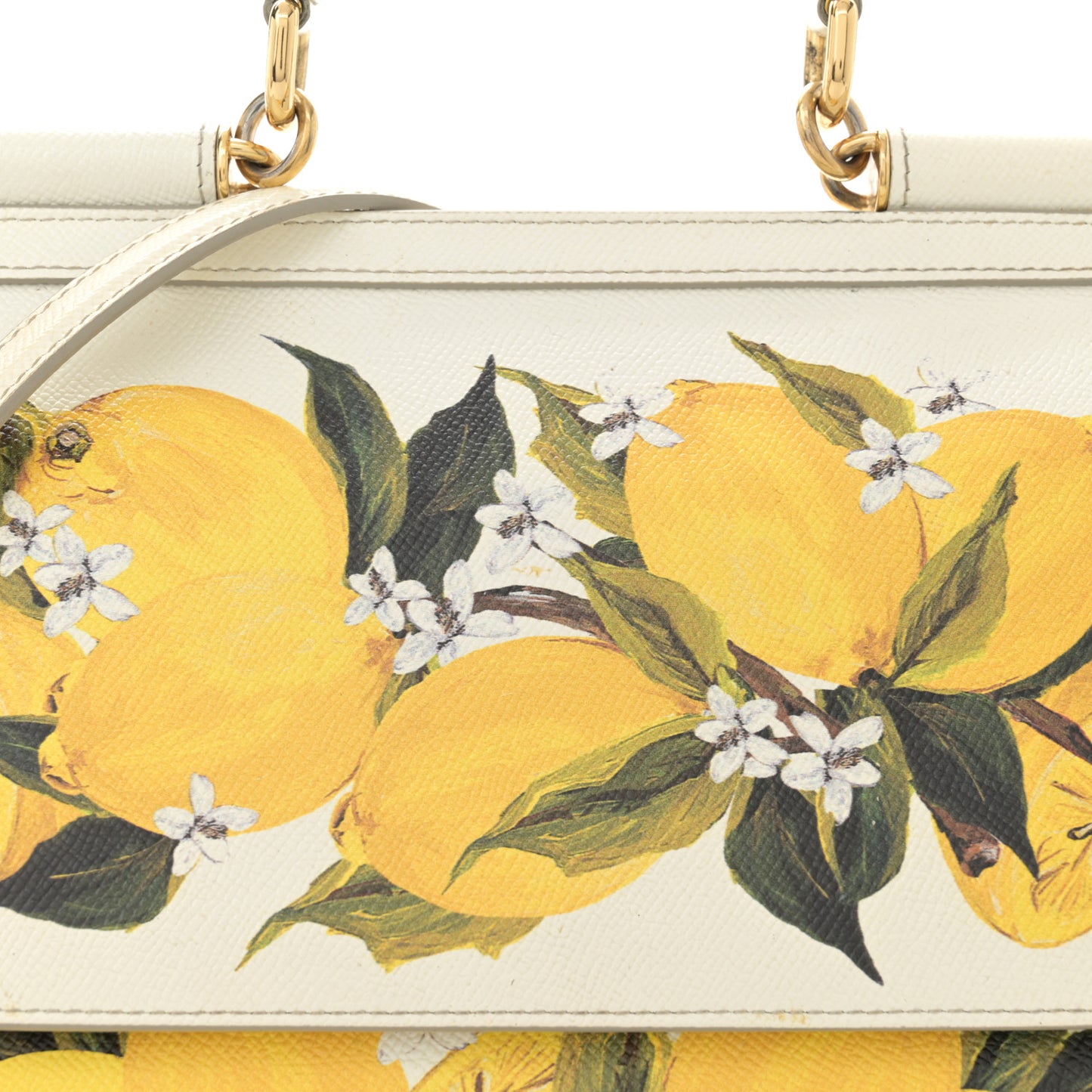 Dauphine Lemon Print Medium Miss Sicily Satchel White