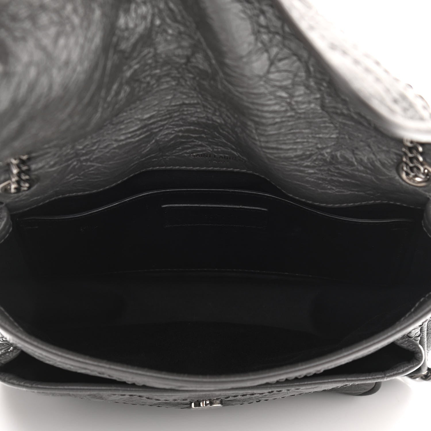 Saint Laurent Crinkled Calfskin Matelasse Monogram Baby Niki Chain Satchel Storm 5 of 11