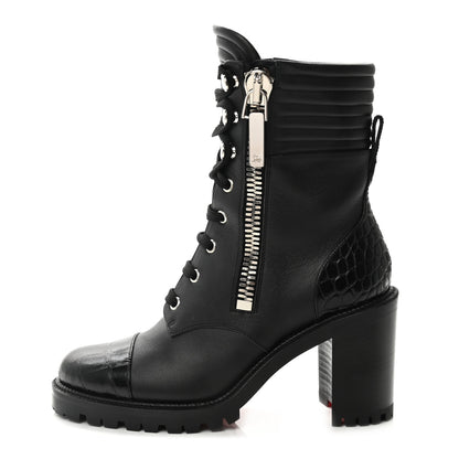 Christian Louboutin En Hiver Mixed Dual-Zip Booties 37.5 Black 1 of 7