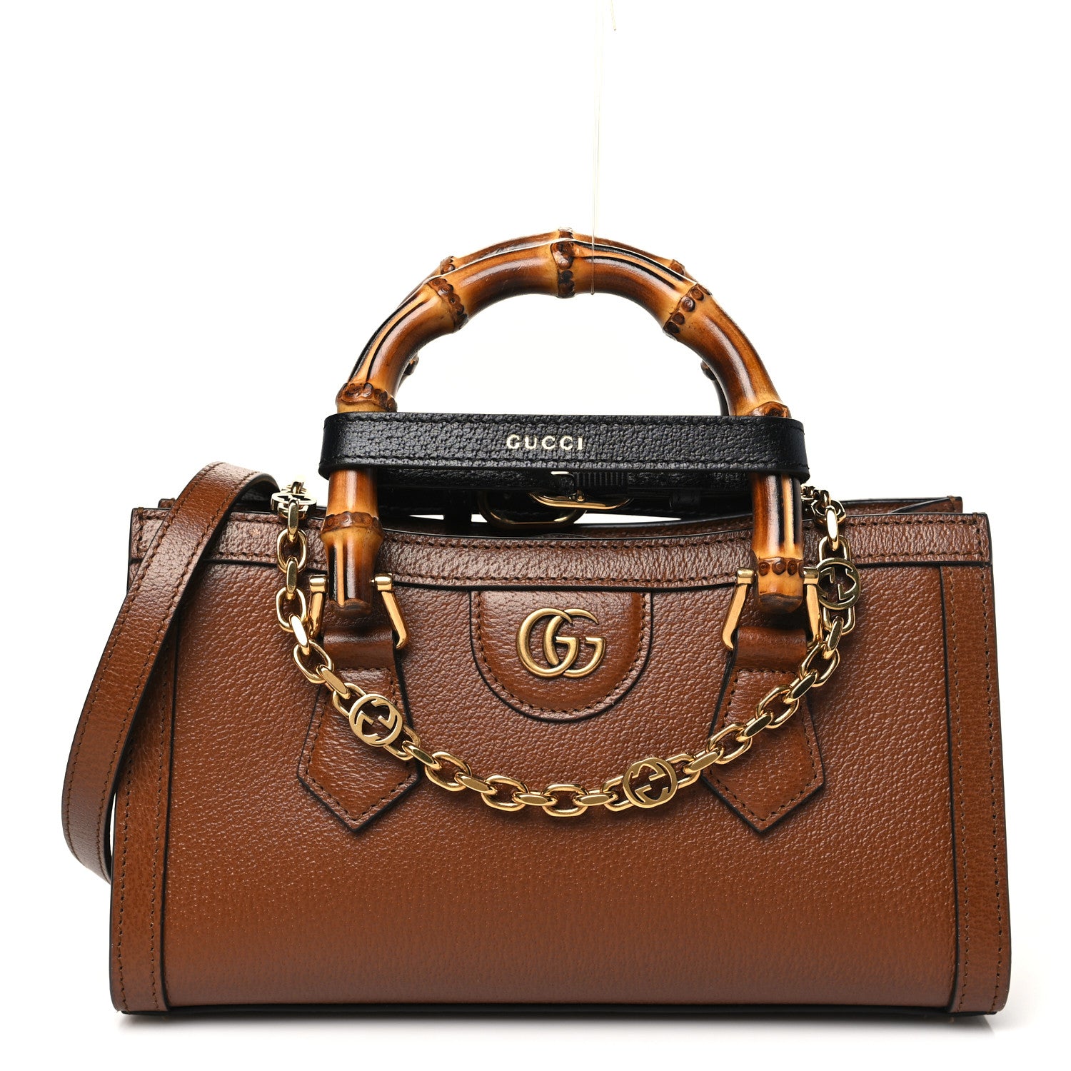 Gucci Textured Dollar Calfskin Web Small Diana Shoulder Bag Cuir Black 1 of 9