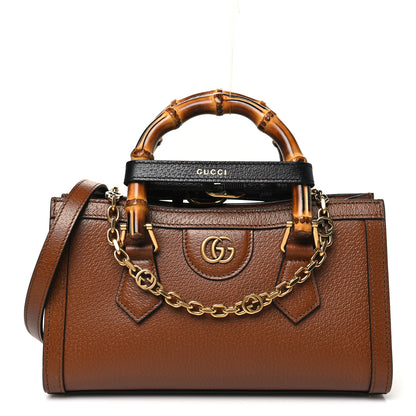 Gucci Textured Dollar Calfskin Web Small Diana Shoulder Bag Cuir Black 1 of 9