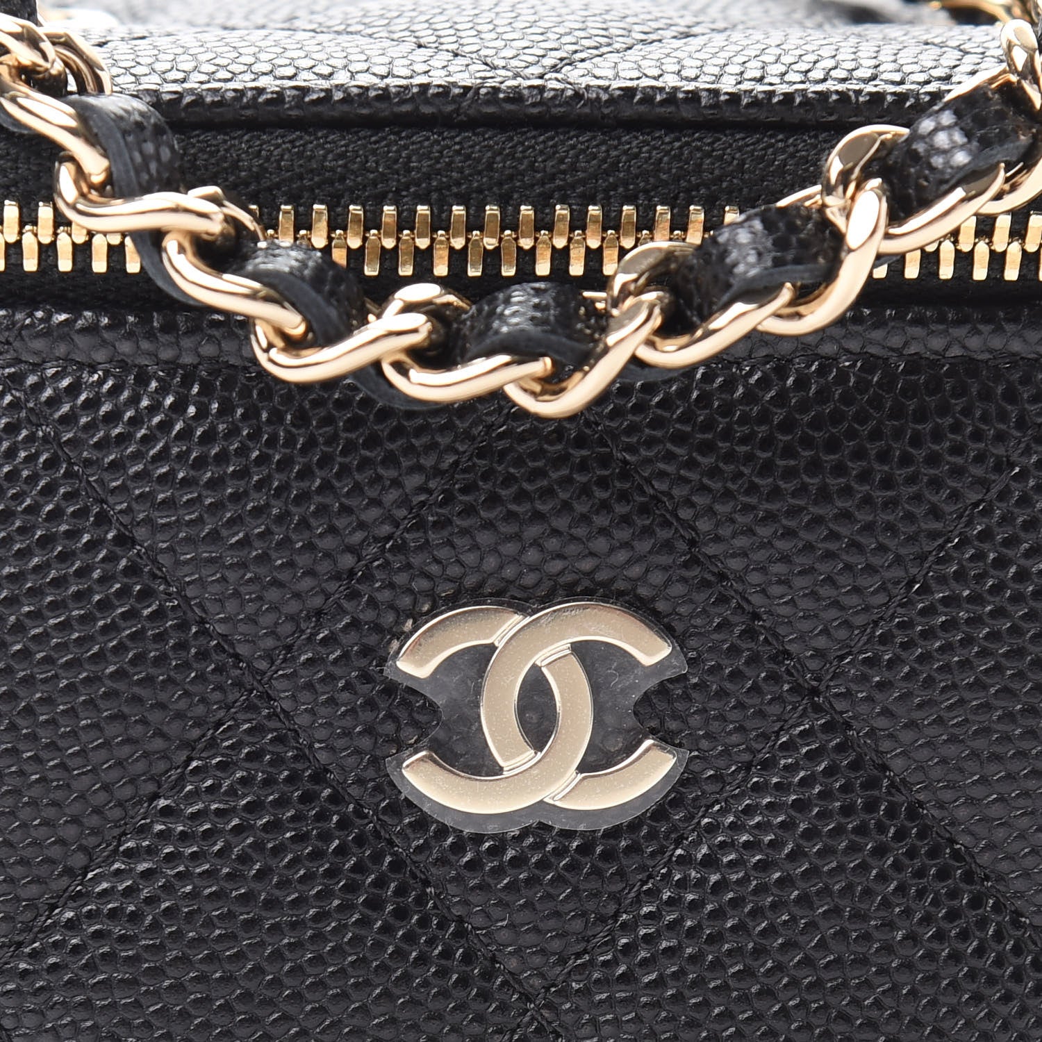 Chanel Caviar Quilted Mini Vanity Case With Chain Black 8 of 11