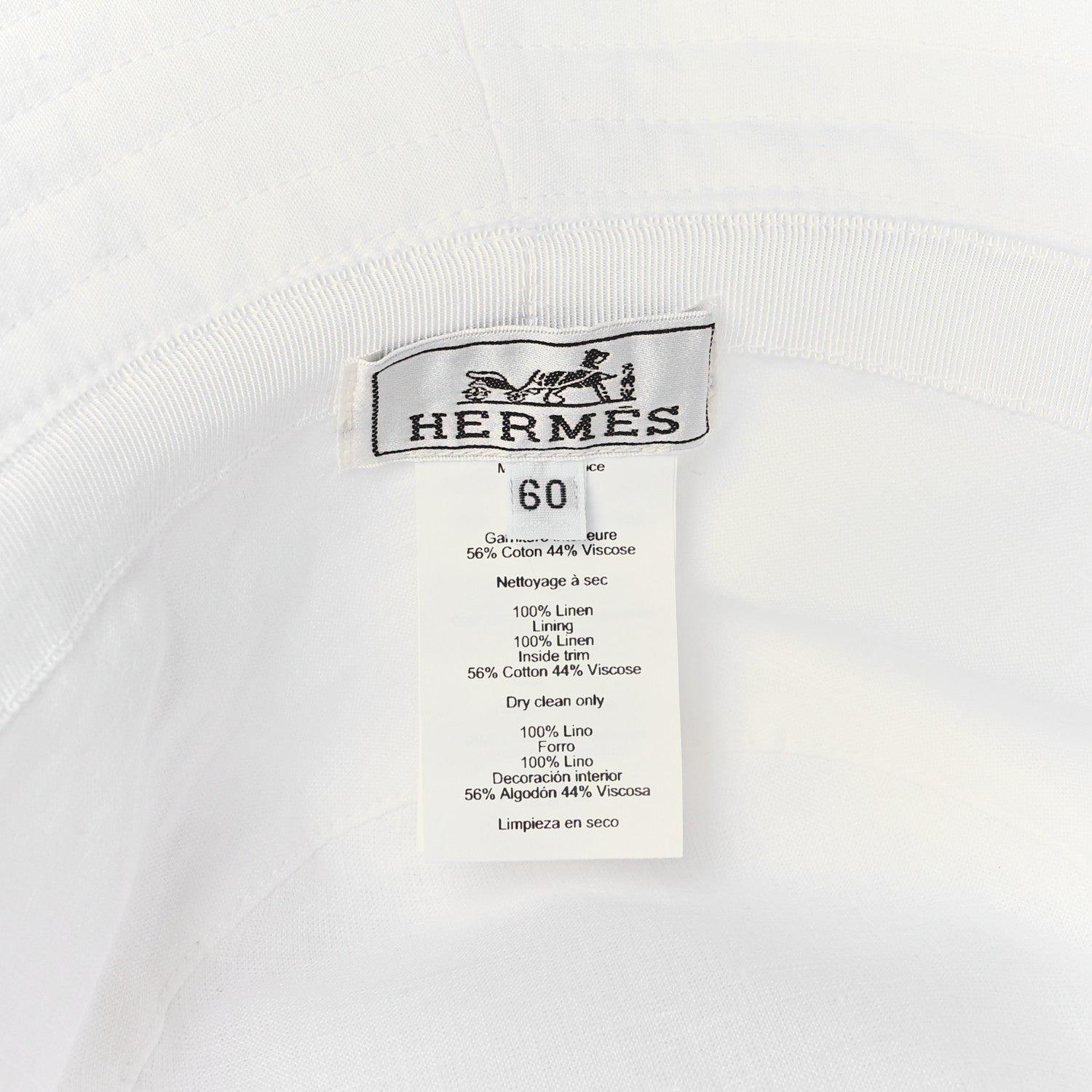 Hermes Cotton Bucket Hat White 8 of 9