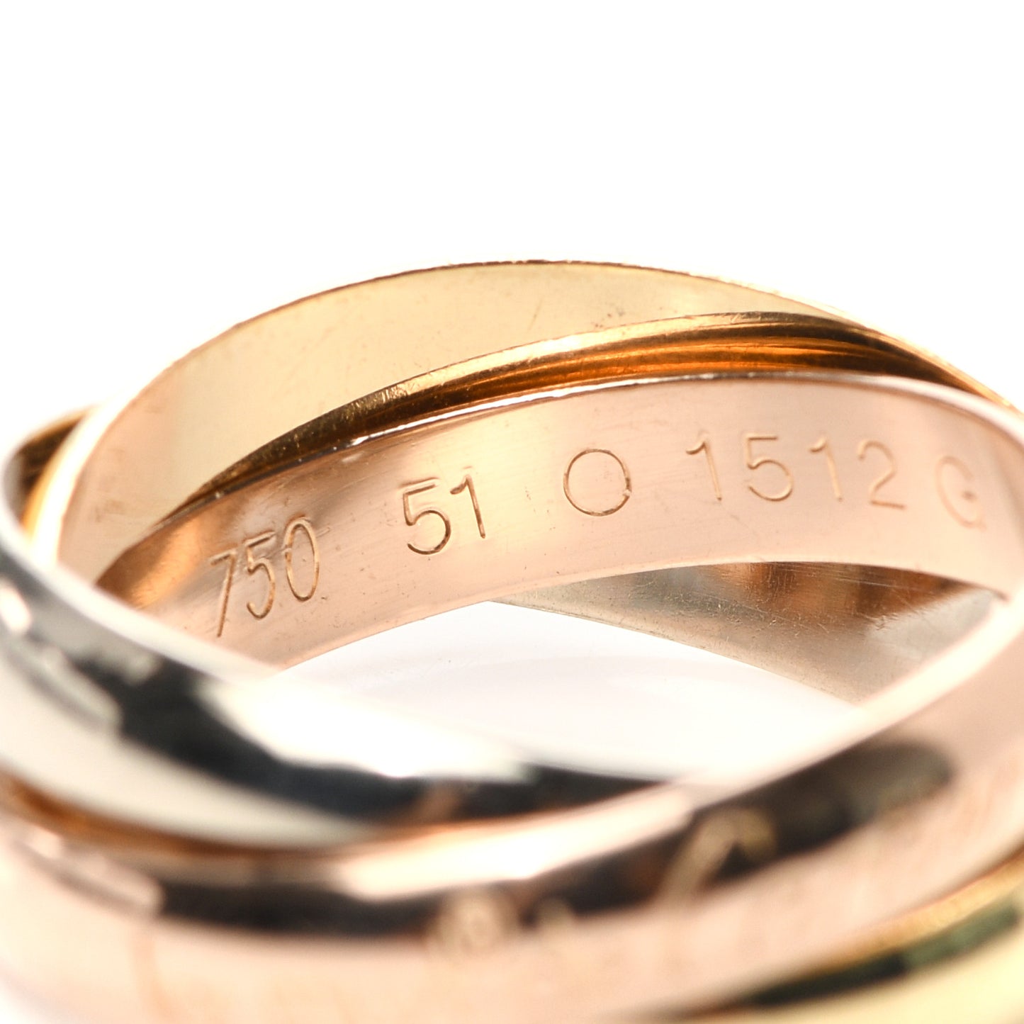 18K Pink Yellow White Gold Classic Les Must De Cartier Trinity Ring 51 5.75