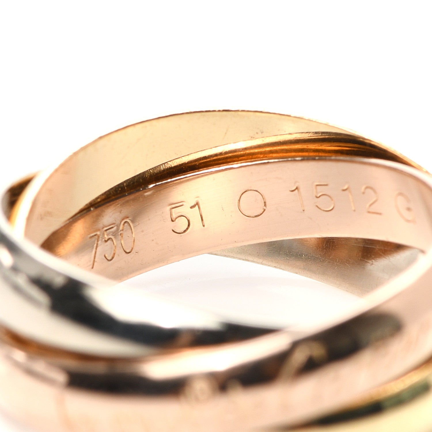 Cartier 18K Pink Yellow White Gold Classic Les Must De Cartier Trinity Ring 51 5.75 4 of 4