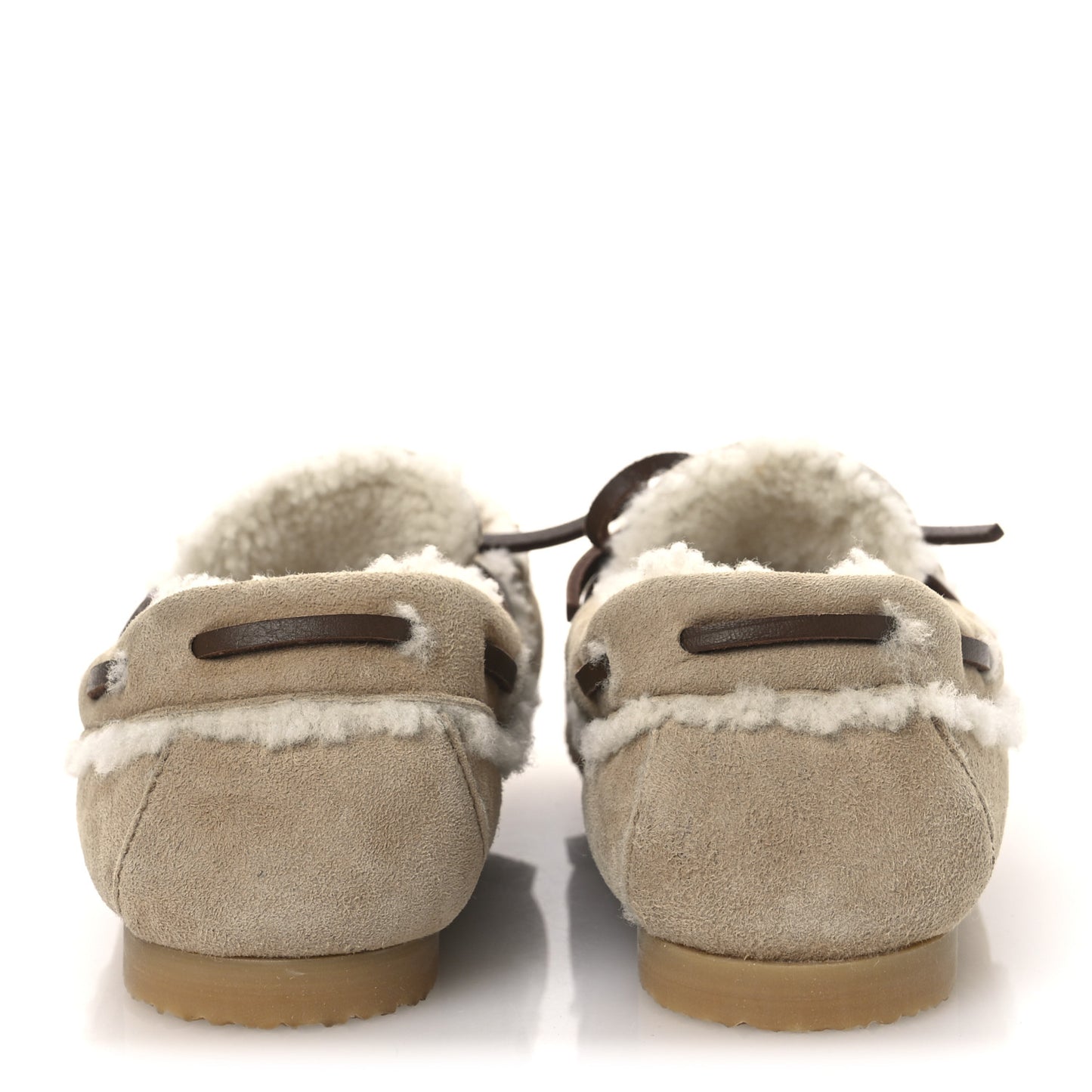 Shearling Moccasin Loafers 35 Beige