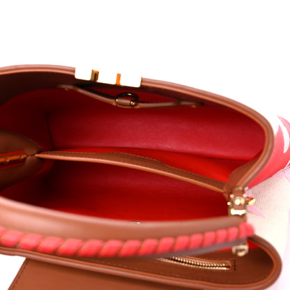 Louis Vuitton Canvas Calfskin Embroidered Braided Monogram Capucines BB Red 5 of 10