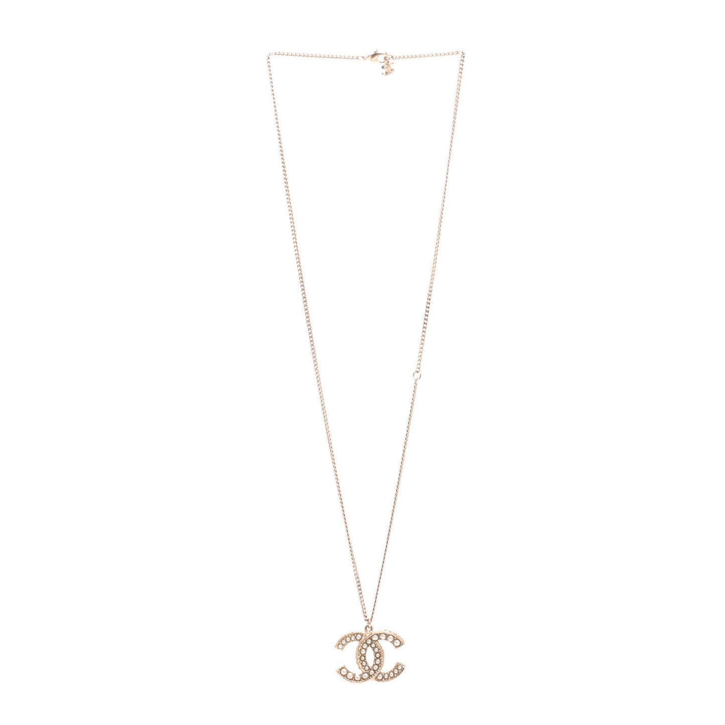 Pearl CC Pendant Necklace Gold