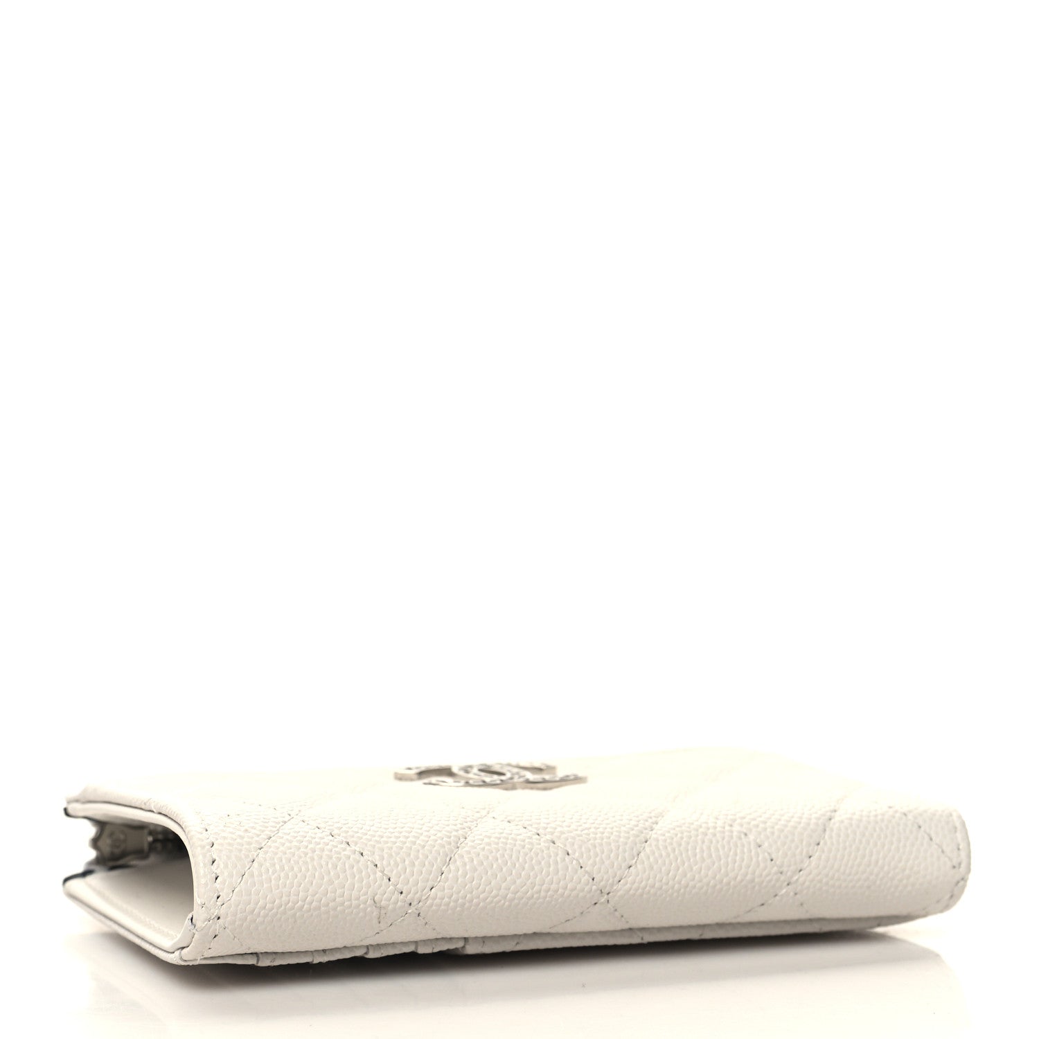 Chanel Caviar Quilted CC Logo Zip Around Card Holder White 4 of 9