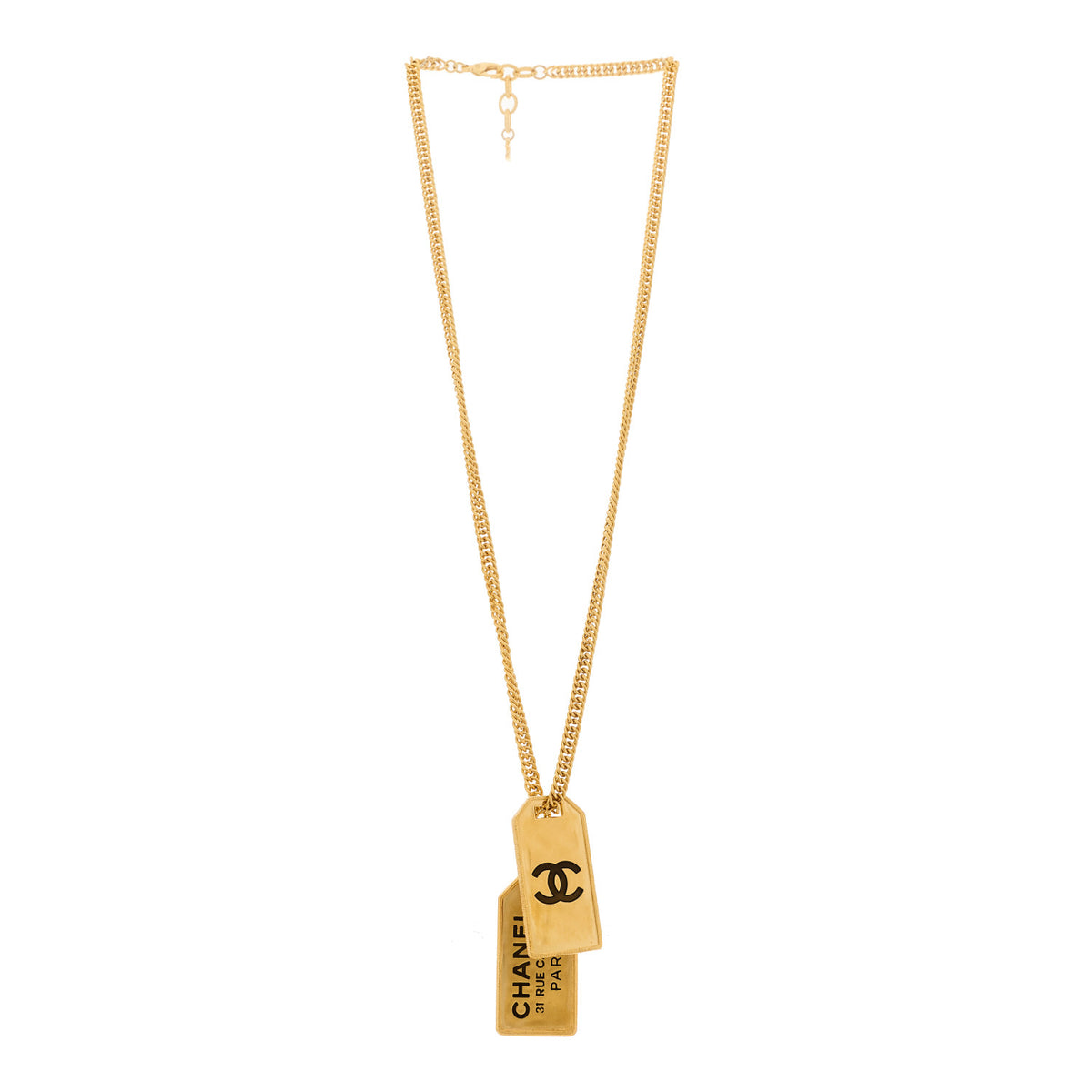 ID Dog Tag Charm Necklace Gold