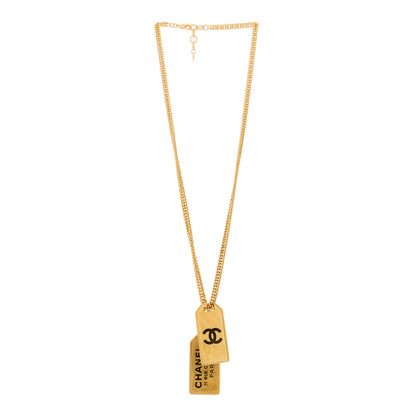 Chanel ID Dog Tag Charm Necklace Gold 3 of 4