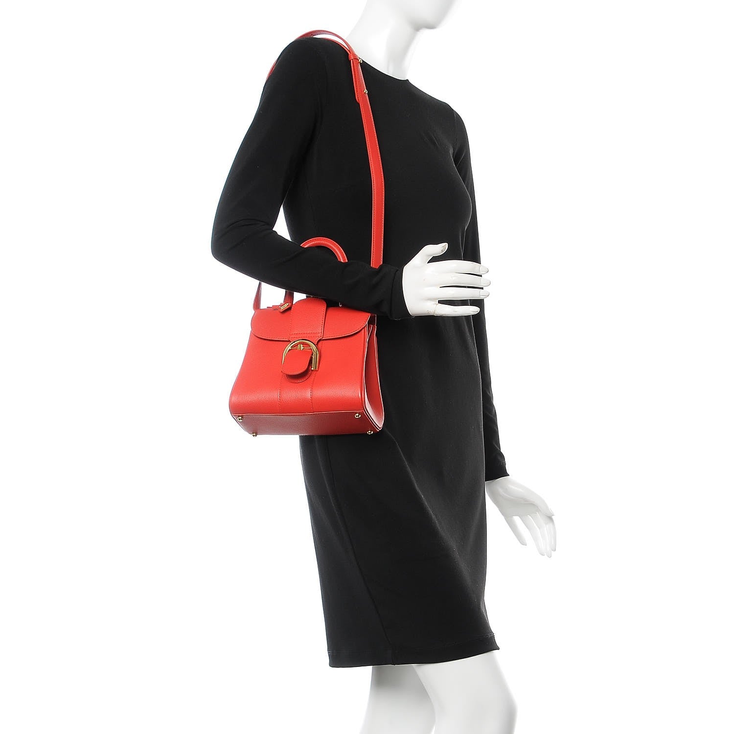 Delvaux Grained Calfskin Mini Brillant Satchel Rouge Gorge 2 of 10
