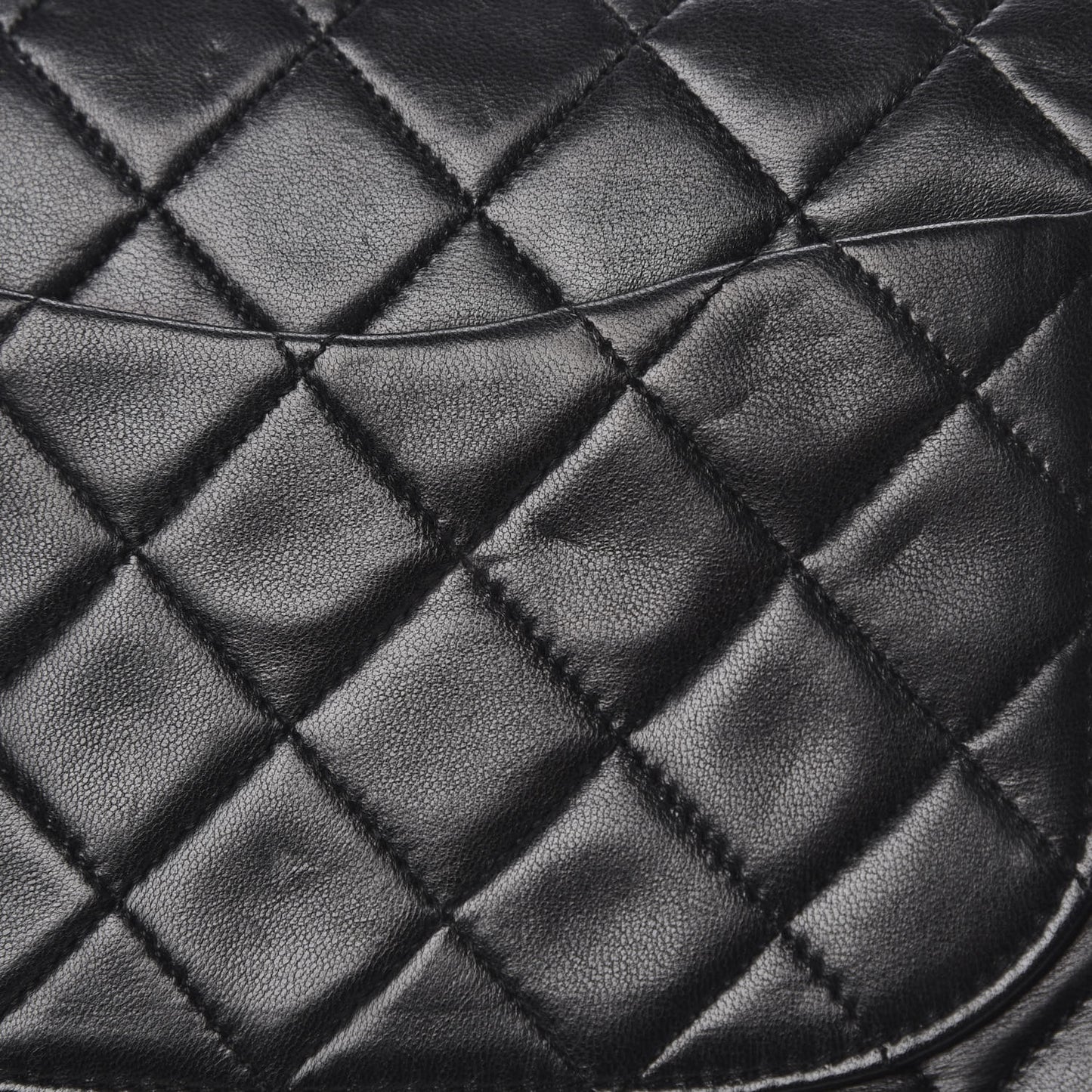 Lambskin Quilted Medium Double Flap Black