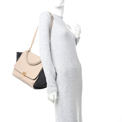 Celine Drummed Calfskin Suede Medium Trapeze Black Taupe 2 of 15