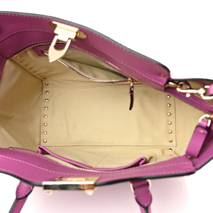 Valentino Garavani Vitello Small Rockstud Double Handle Tote Purple Violet 5 of 9