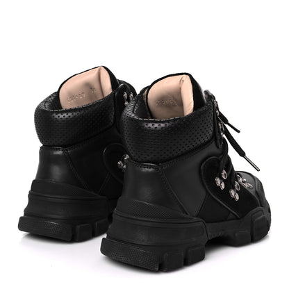 Gucci X SEGA Calfskin Suede Technical Canvas Womens Flashtrek High-Top Sneakers 35 Black 5 of 9