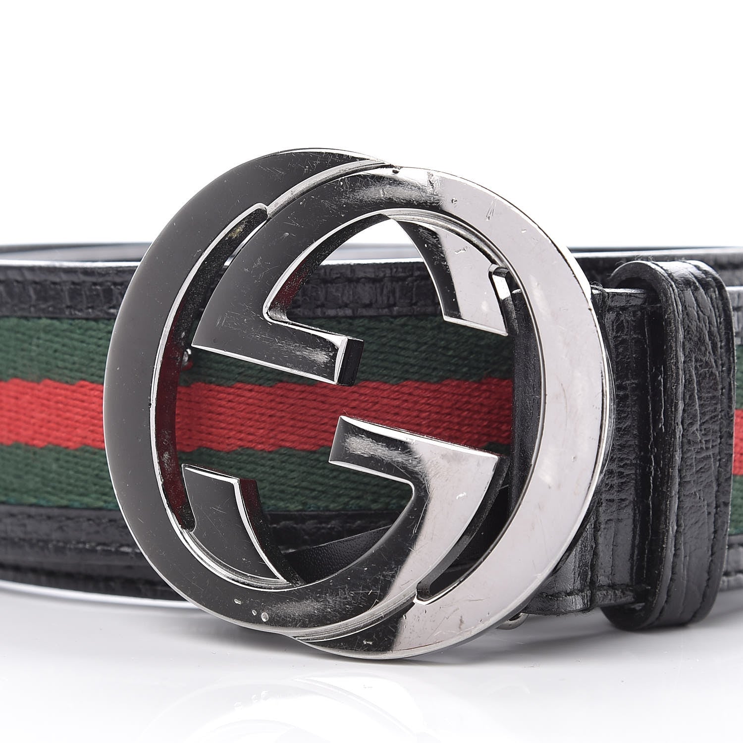 Gucci Calfskin Web Interlocking G Belt 100 40 Black 7 of 7