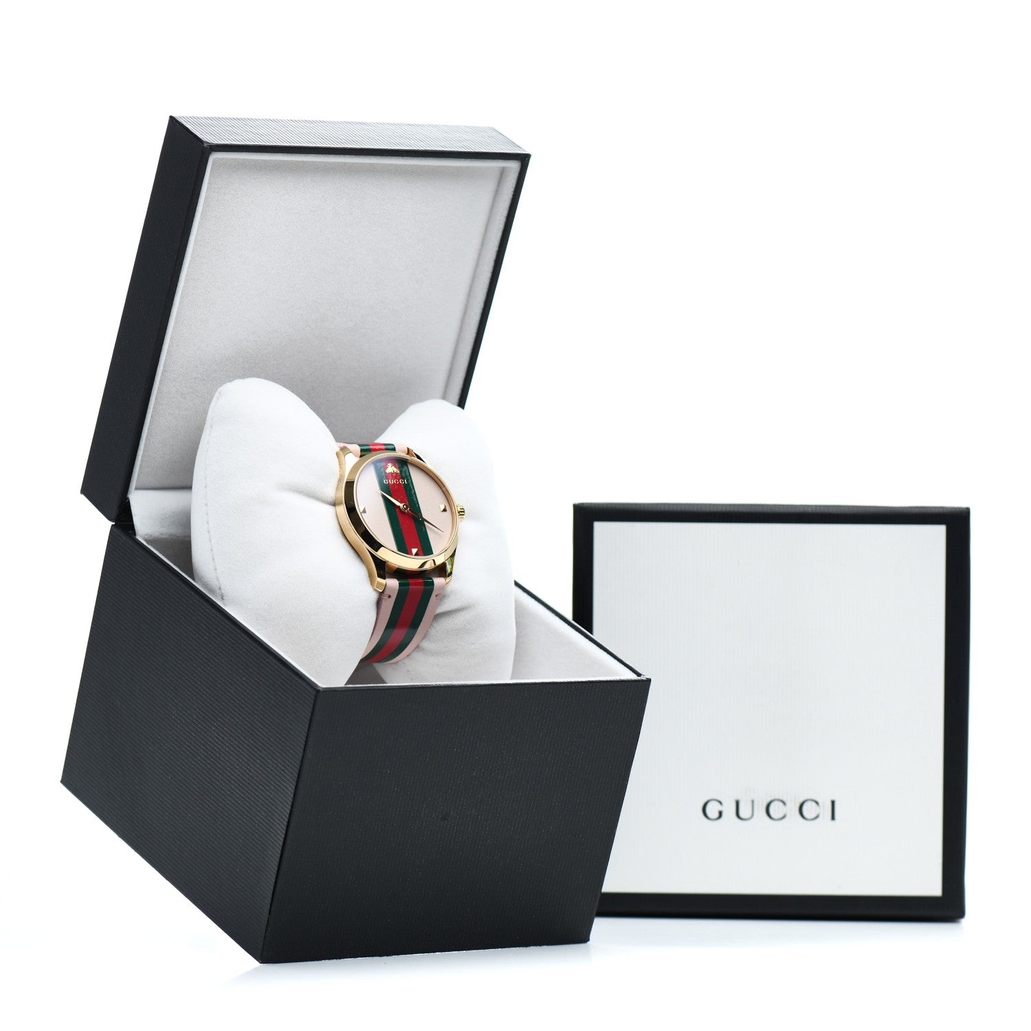 Gucci Stainless Steel Calfskin 38mm G-Timeless Stripe Web Quartz Watch Pink 5 of 5