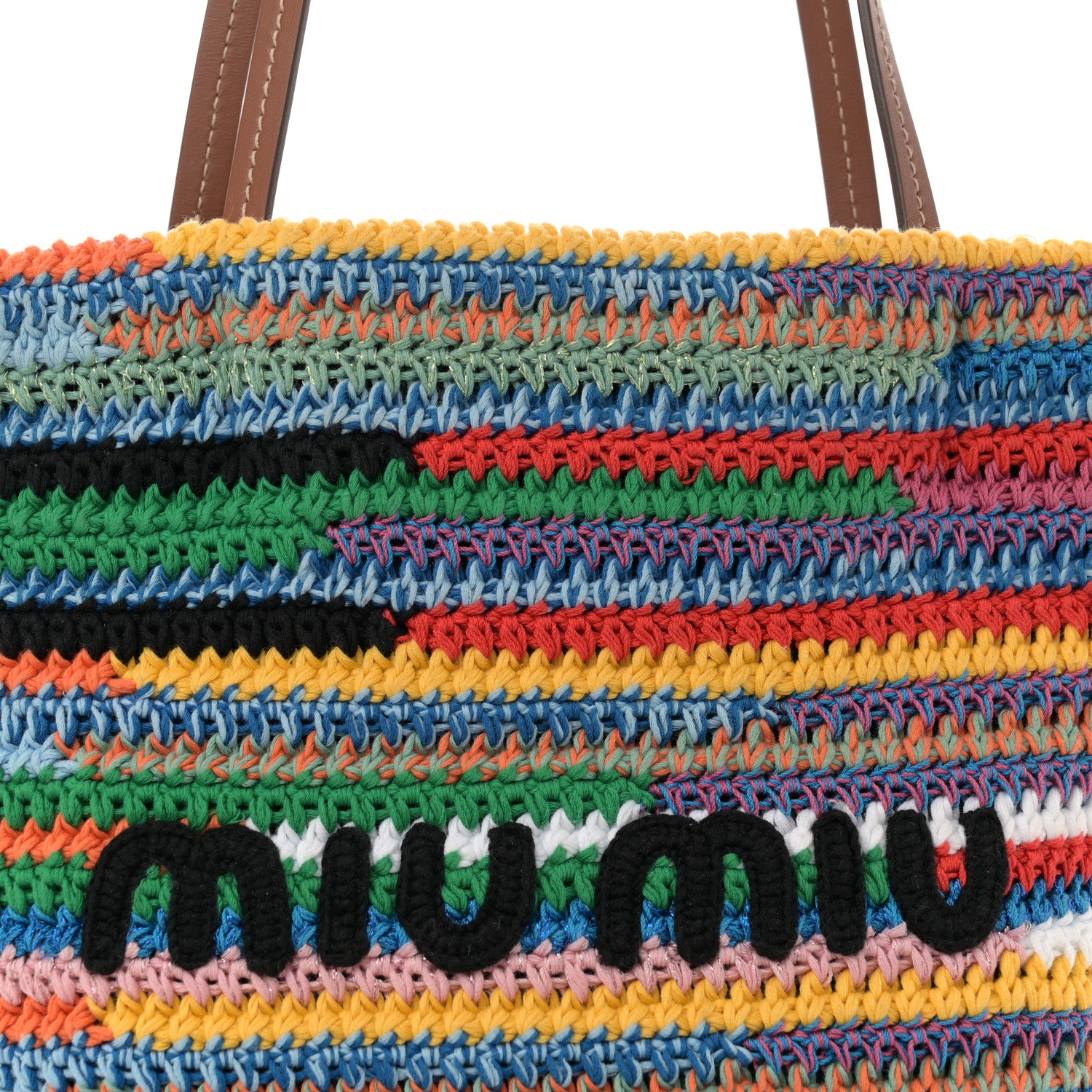 Miu Miu Cotton Crochet Stripe Vertical Tote Bag Multicolor 8 of 10