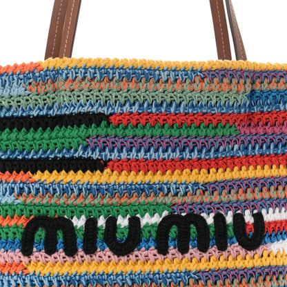 Miu Miu Cotton Crochet Stripe Vertical Tote Bag Multicolor 8 of 10